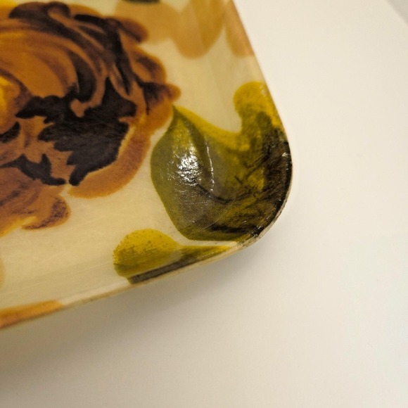 Vintage 60s LARGE 21"x16" MCM Mid Century Vintage Fiberglass Floral Tray serving - Picture 6 of 16